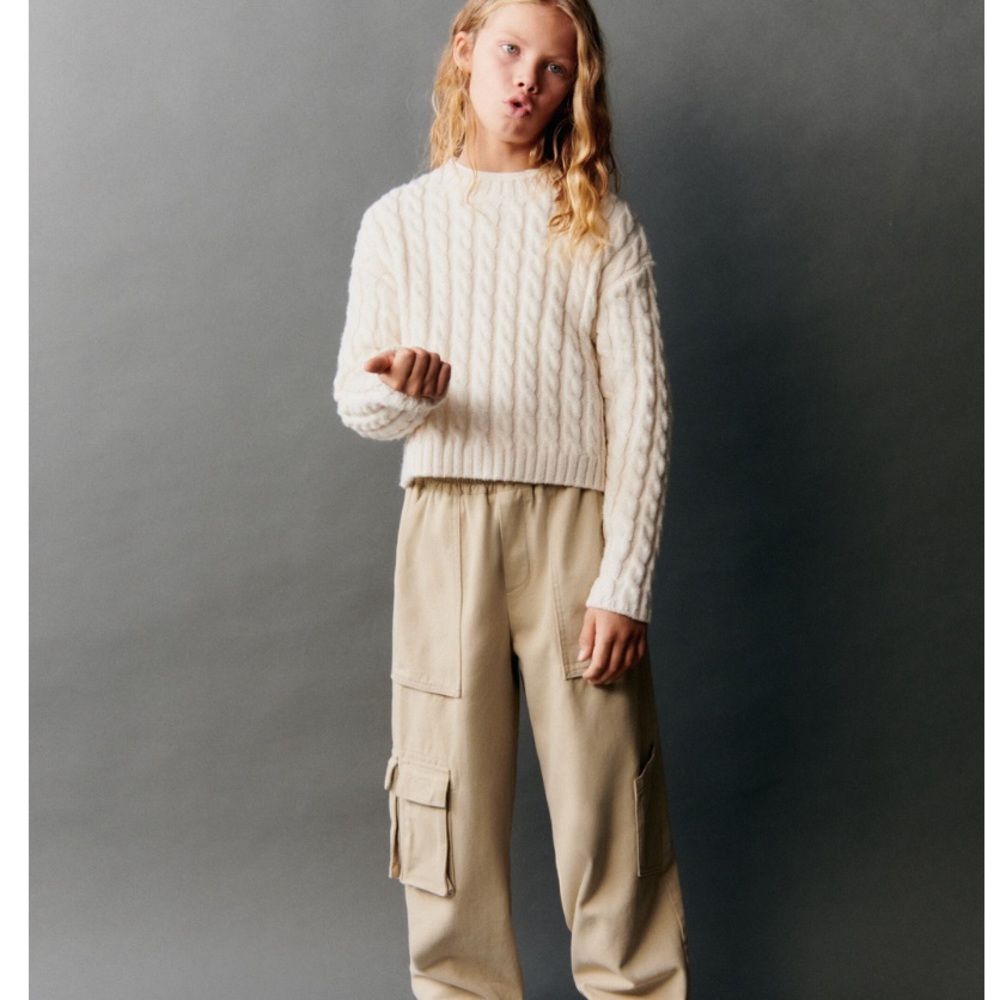 ZARA CABLE KNIT CROP SWEATER 8-9